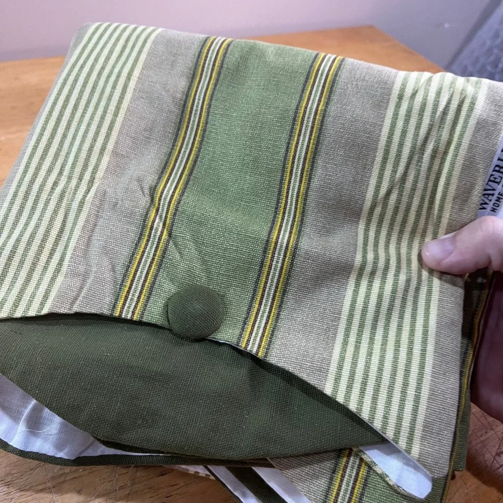Waverly Home Classics Green Striped Scalloped Double Valance 40x18